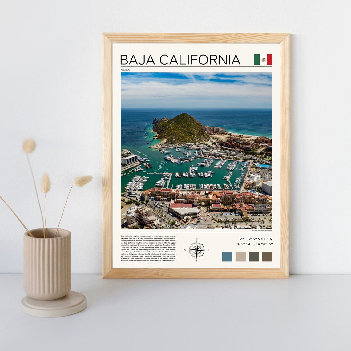Baja California Mexico Aerial Marina Harbor Coastline View Poster - Image 2