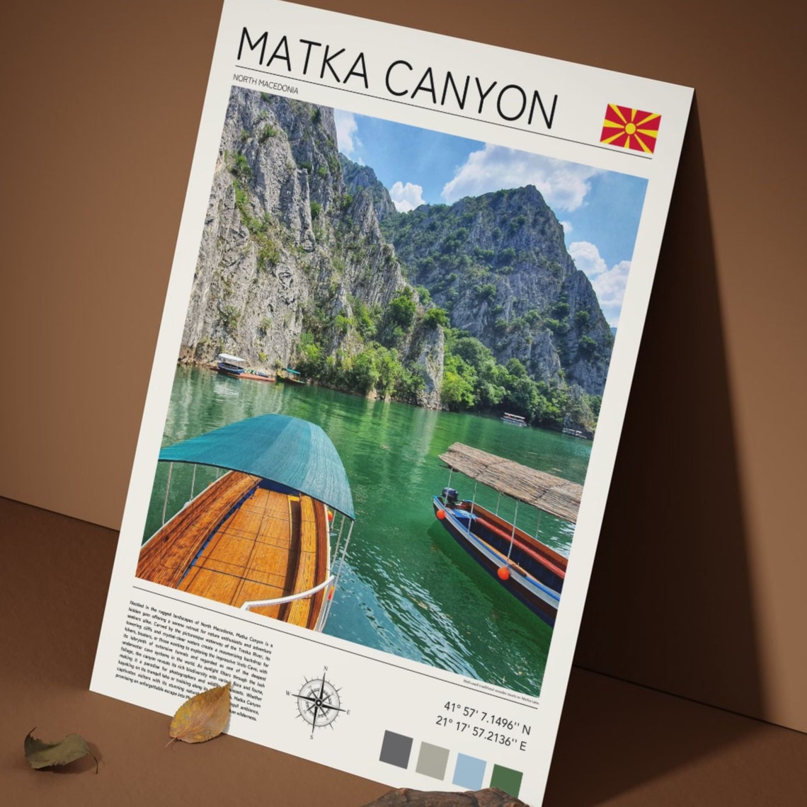 Matka Canyon North Macedonia Emerald Lake Boats Cliff View Poster - Image 5