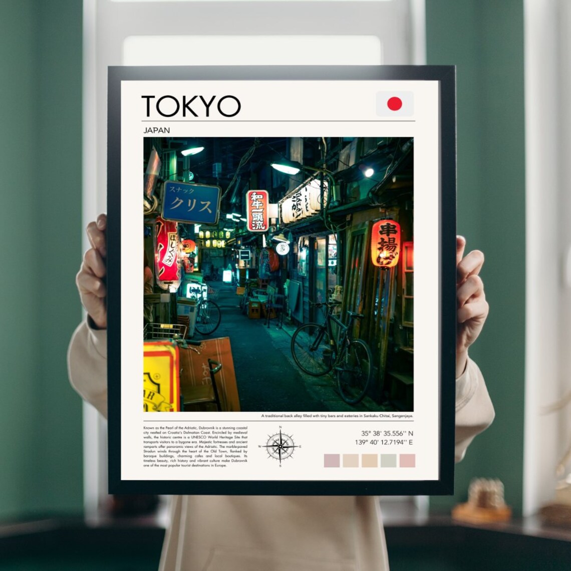 Tokyo Japan Glowing Night Alley Neon Signs Minimalist Travel Poster - Image 5