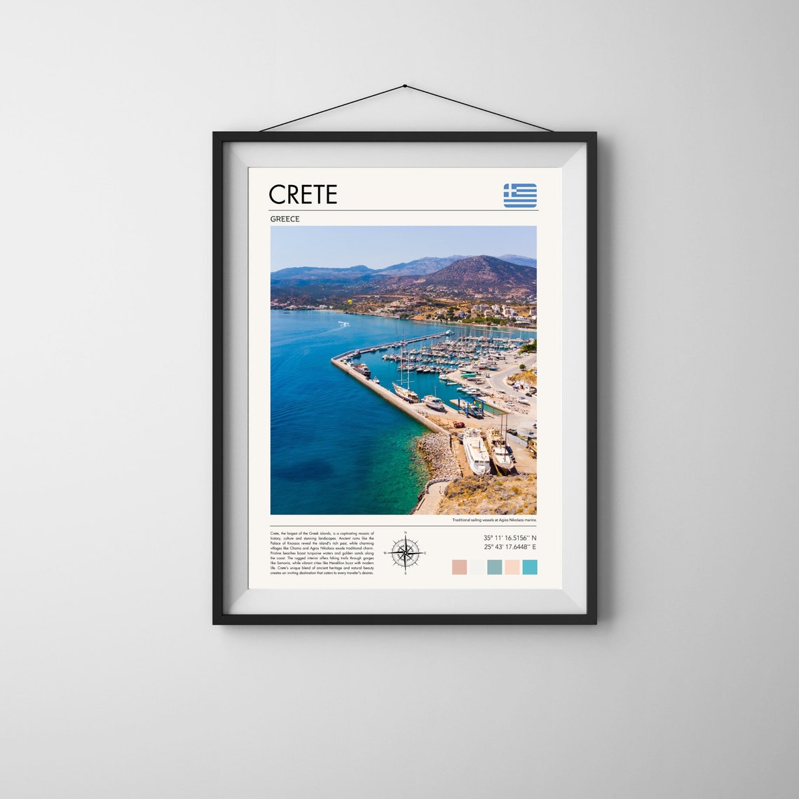 Crete Greece Agios Nikolaos Marina Sailing Boats Harbor View Poster - Image 4