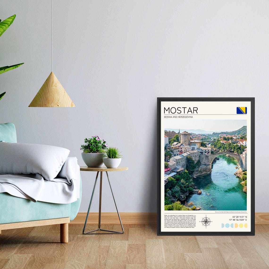 Mostar Bosnia Stari Most Bridge Neretva River Old Town Travel Poster - Image 3