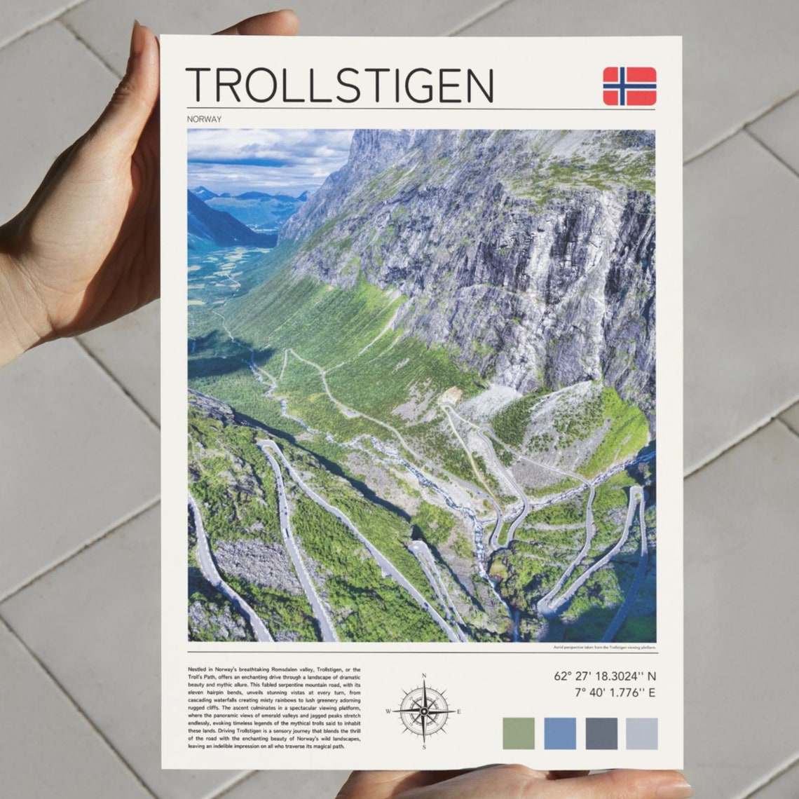 Trollstigen Norway Aerial Winding Mountain Road Switchbacks Poster - Image 2