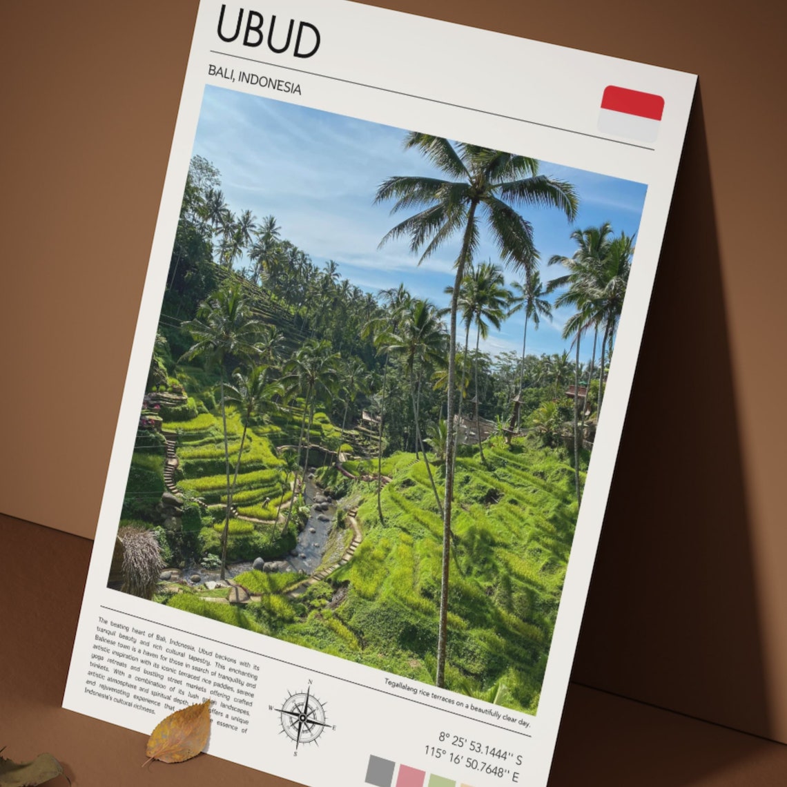 Ubud Bali Tegalalang Rice Terraces Lush Palm Trees Travel Poster - Image 3