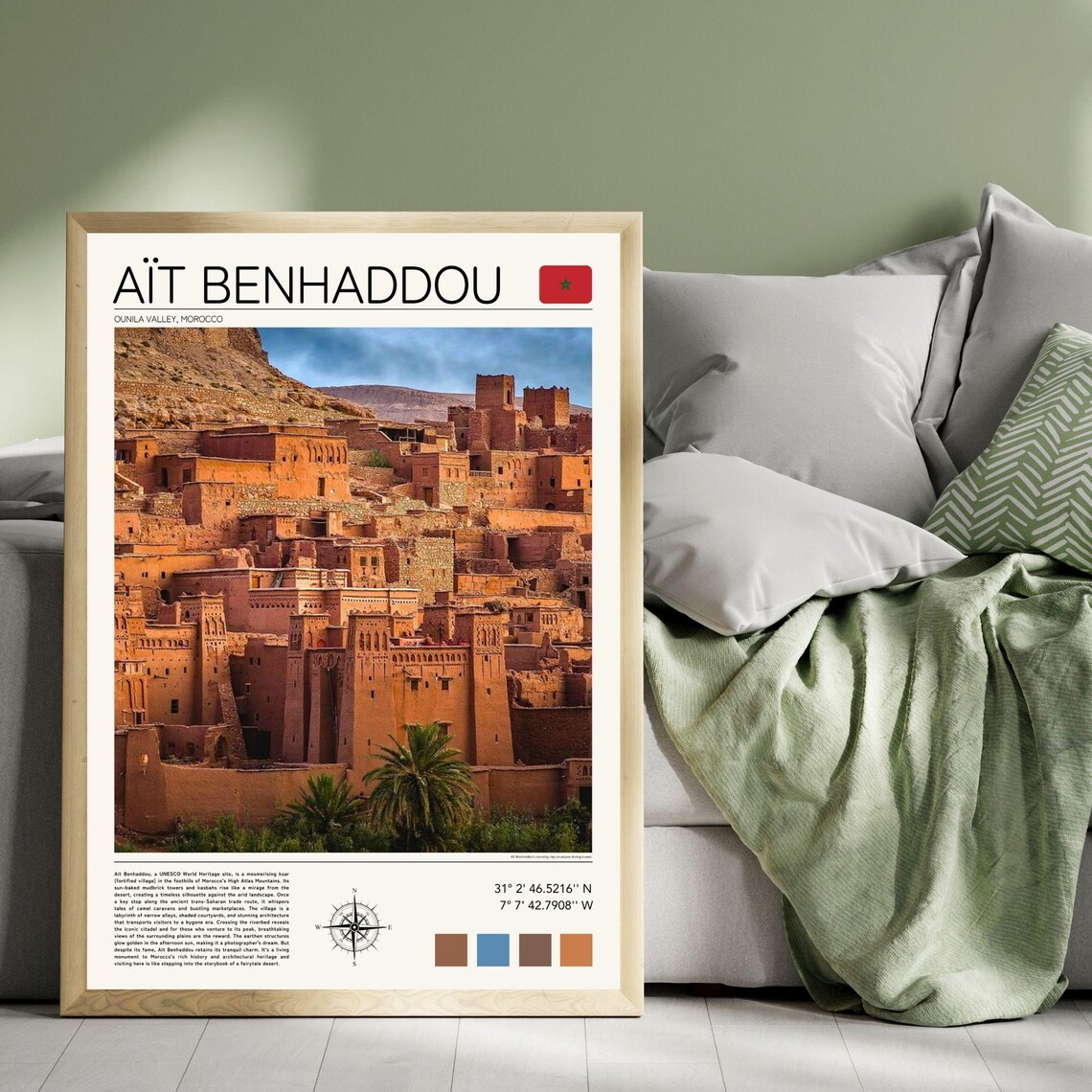 Ait Benhaddou Morocco Ounila Valley Kasbah Desert Fortress Poster - Image 4