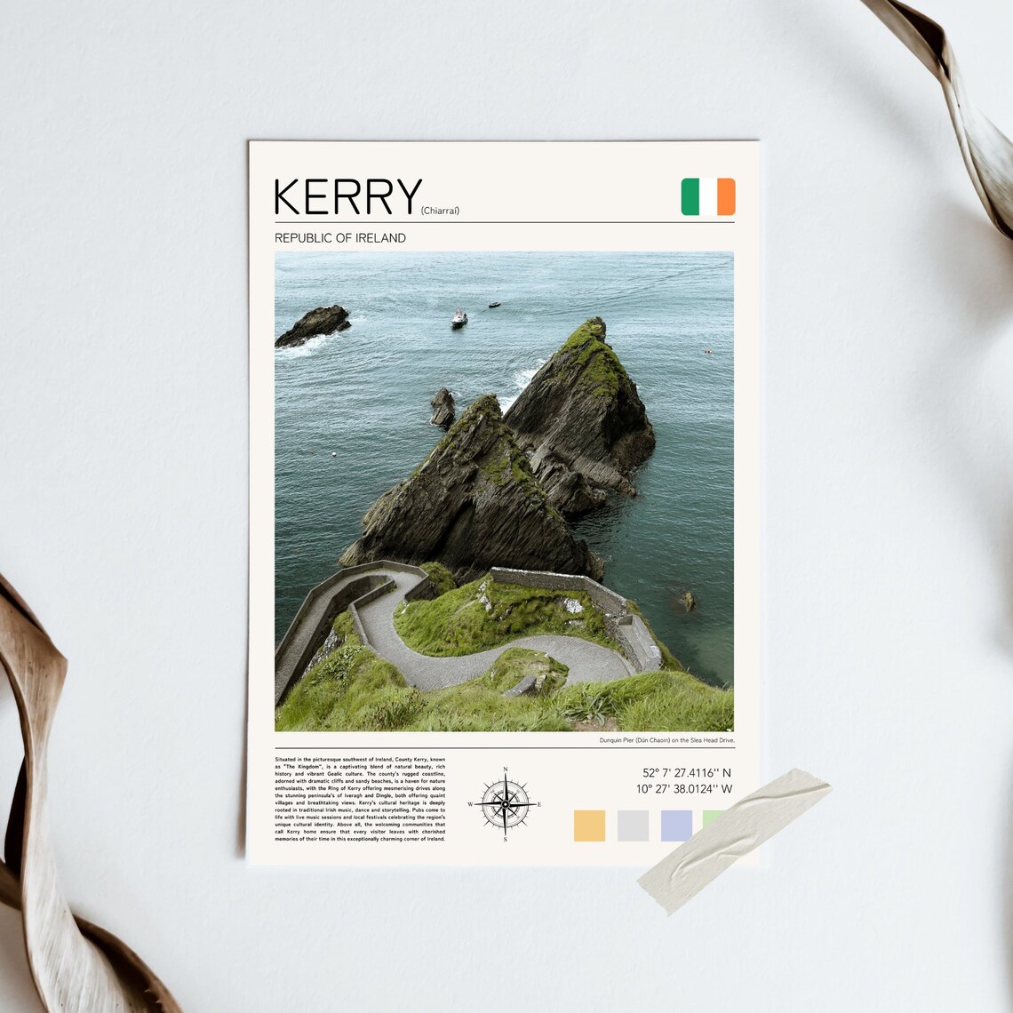 Kerry Ireland Dunquin Pier Sea Stacks Wild Atlantic Minimalist Travel Poster - Image 2