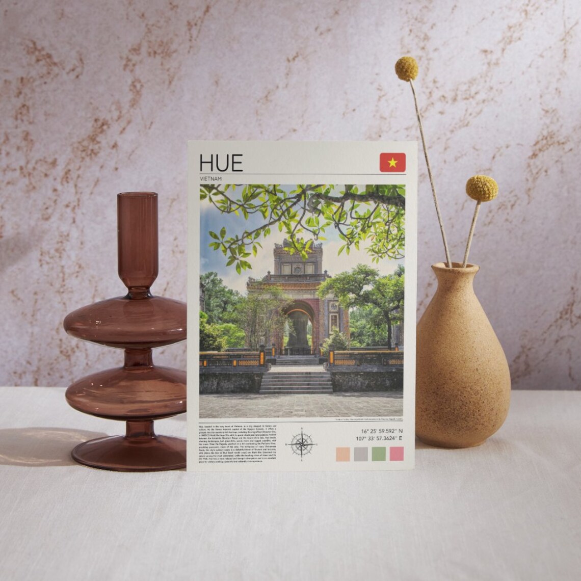 Hue Vietnam Imperial Citadel Historic Gate Minimalist Travel Poster - Image 2