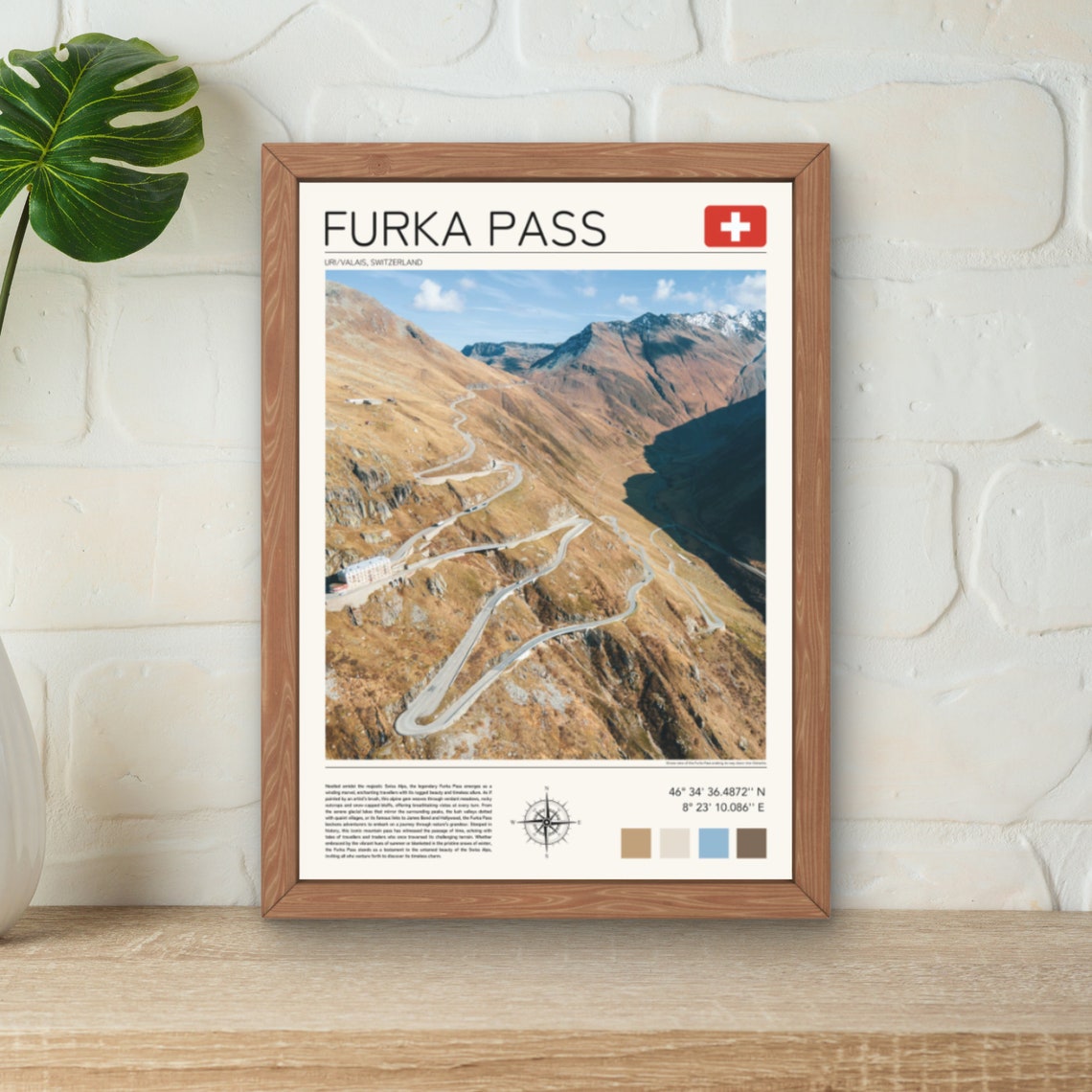 Furka Pass Switzerland Alpine Switchback Mountain Road Travel Poster