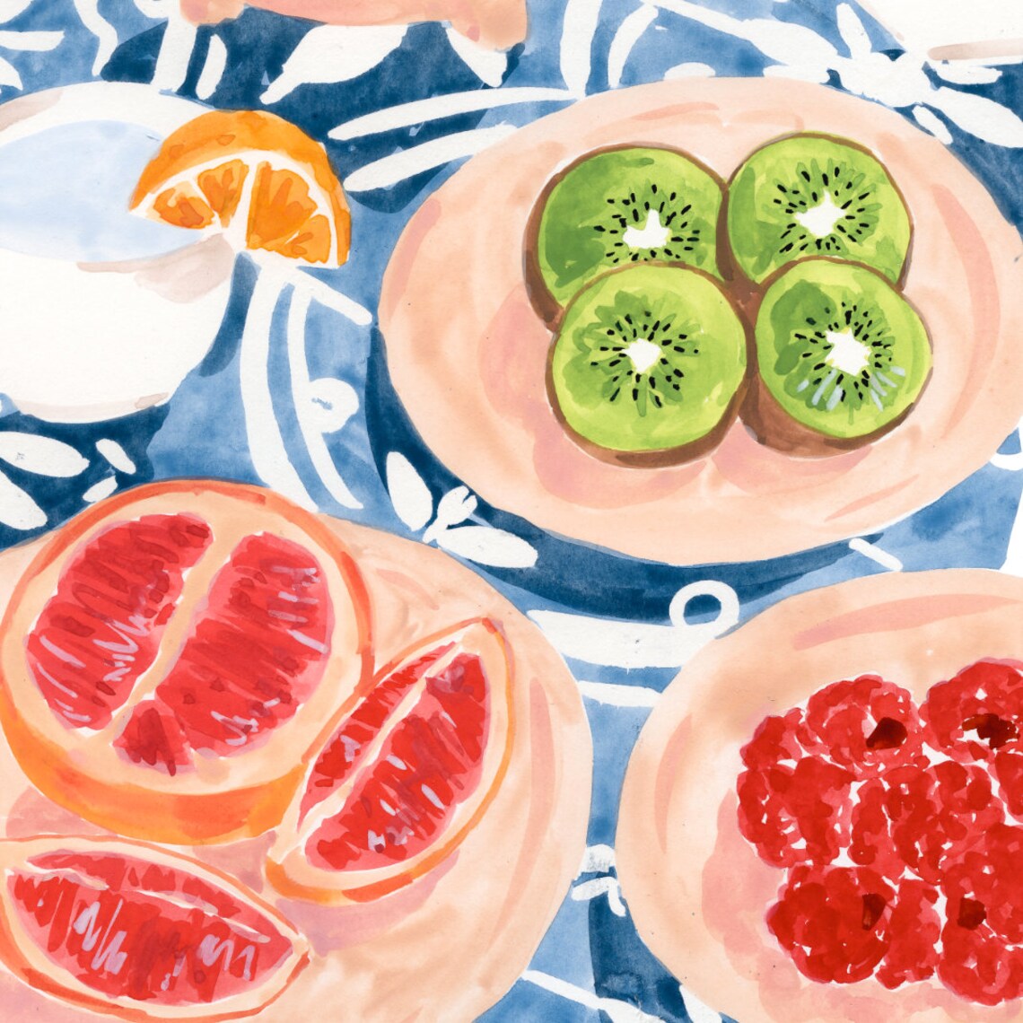 Fruit Painting Kitchen Art Print, Summer Picnic - Image 3