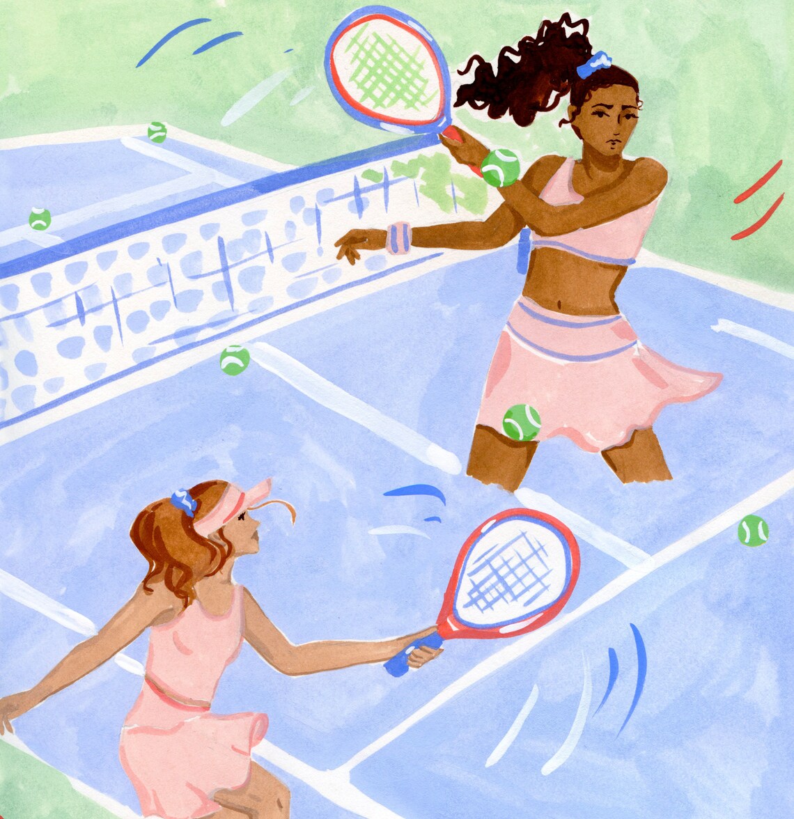 Tennis Girls Art Print, Sporty Women Gift - Image 3