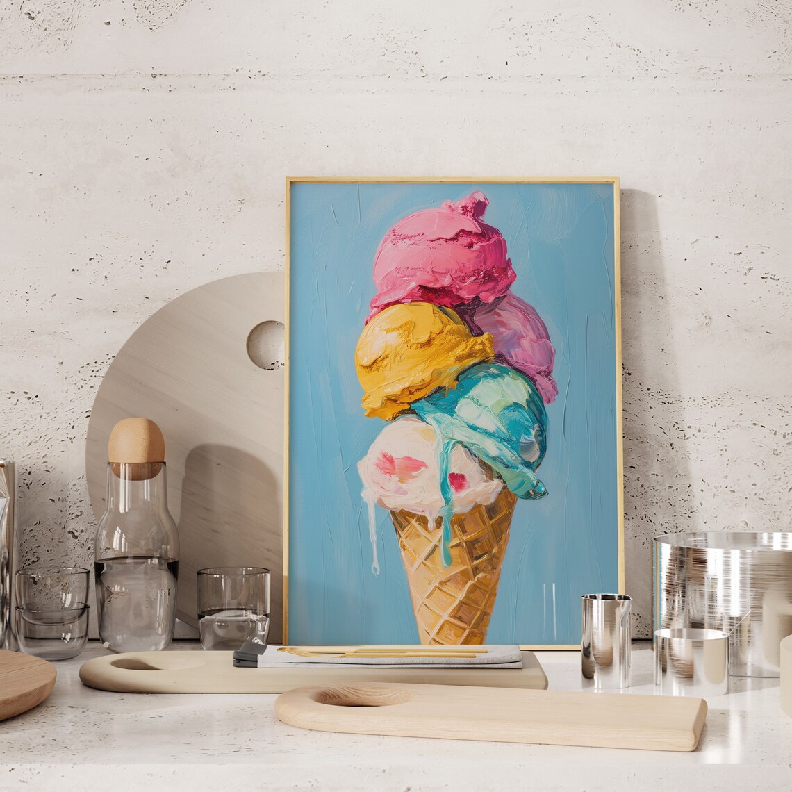 Ice Cream Kitchen Art Print, Kitchen Decor
