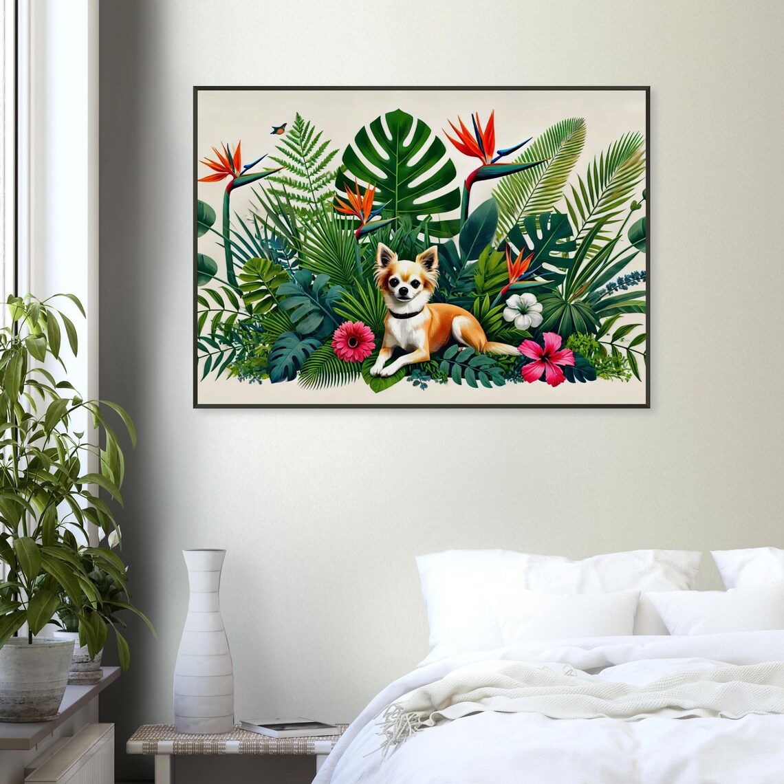 Tiny Chihuahua Tropical Botanical Garden Colorful Flower Poster - Image 4