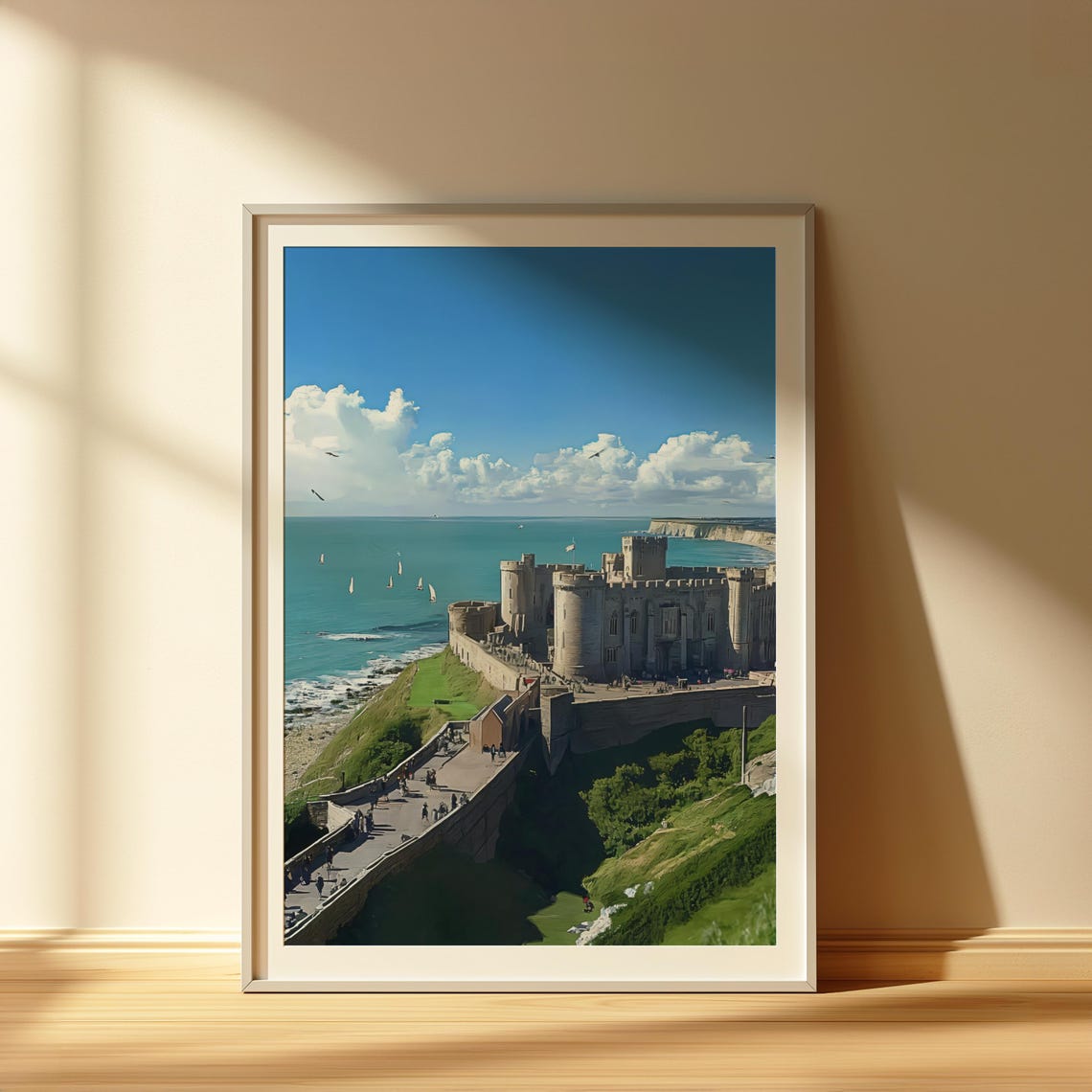 Medieval English Castle on White Cliffs Seaside Coastline Poster - Image 4