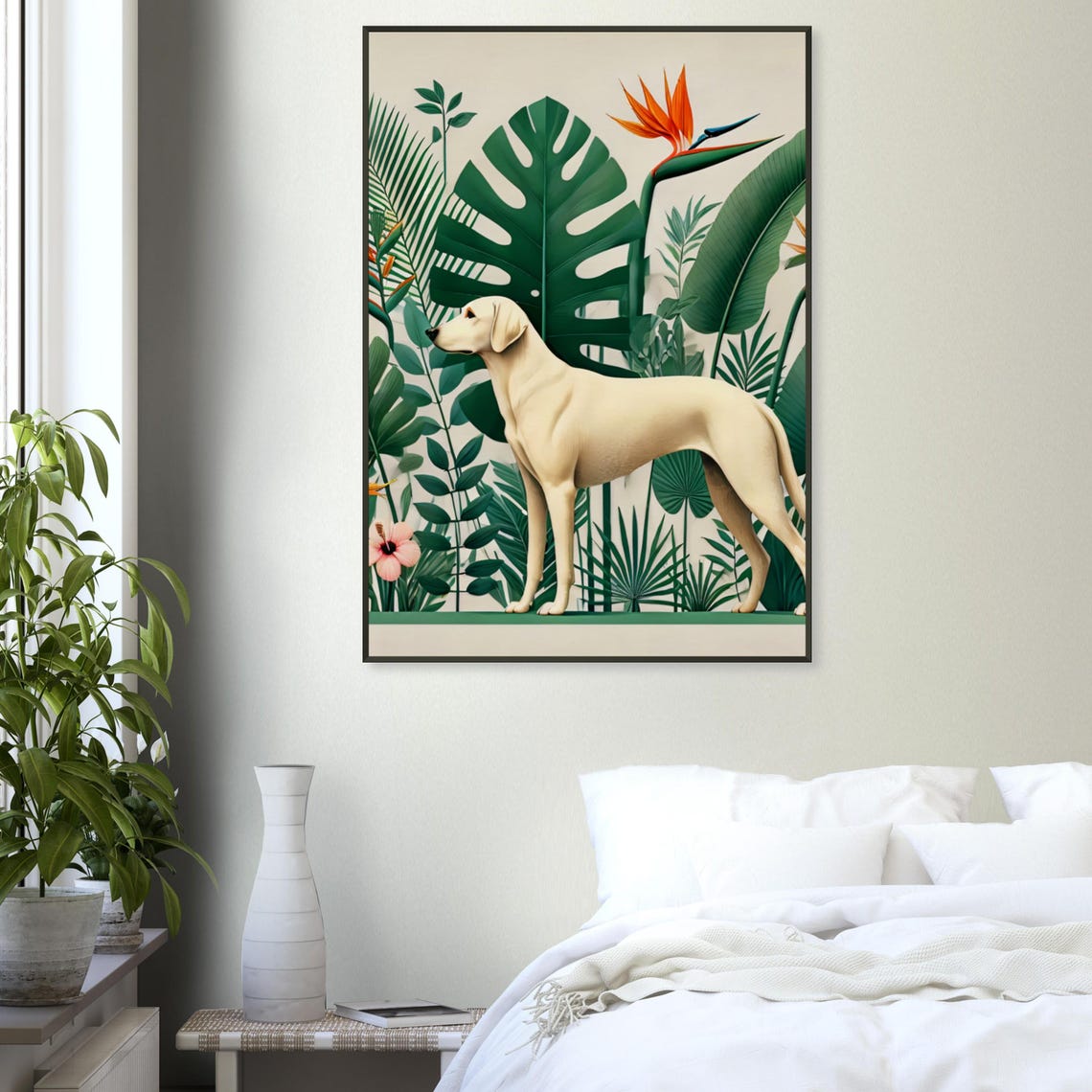 Yellow Labrador Retriever Tropical Botanical Garden Art Poster - Image 3