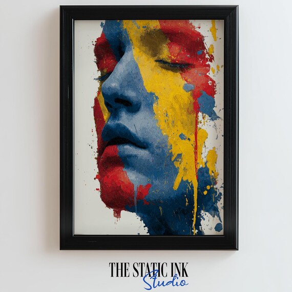Abstract Portrait Wall Art Bold Face Painting Print Modern Expressionist Artwork Instant