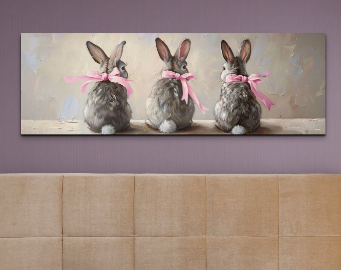 Bunny Landscape - Easter Wall Art, Panoramic Art