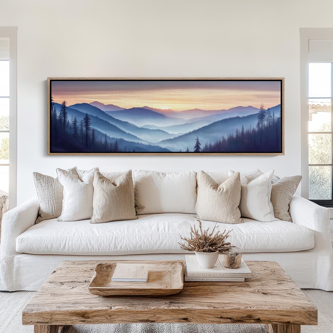 Golden Sunrise Over Misty Mountains Panoramic Forest Nature Poster