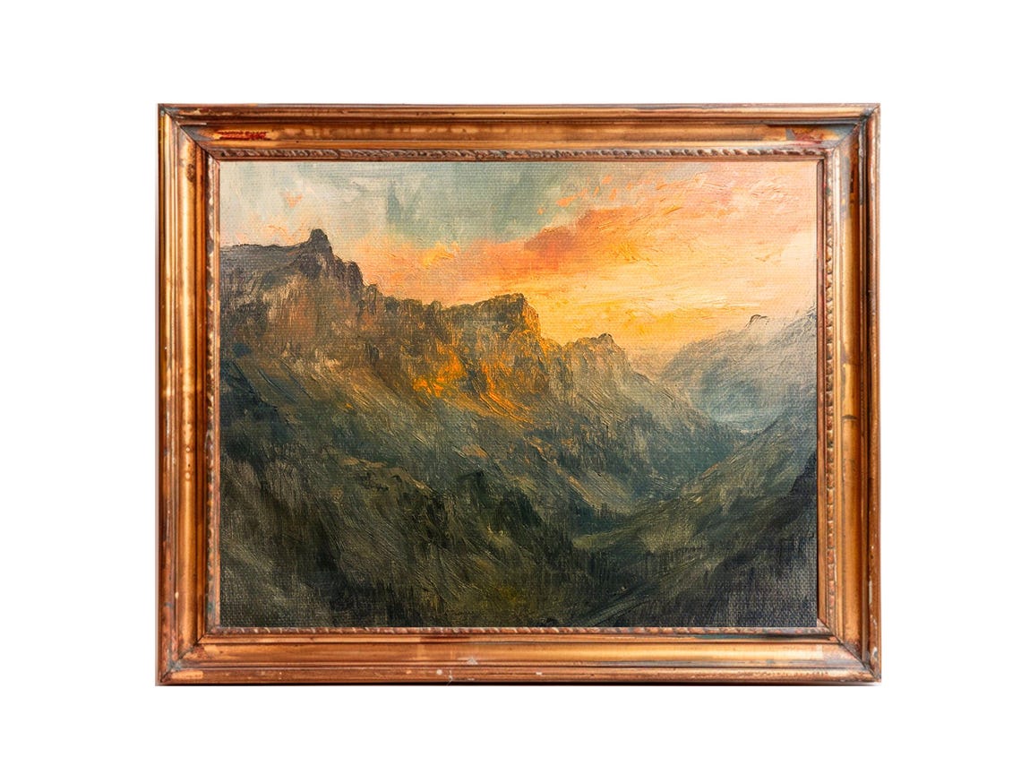 Rocky Mountain Art Mountains Sunset Moody Wall Art Vintage Prints Wall Art Horizontal Art - Image 3