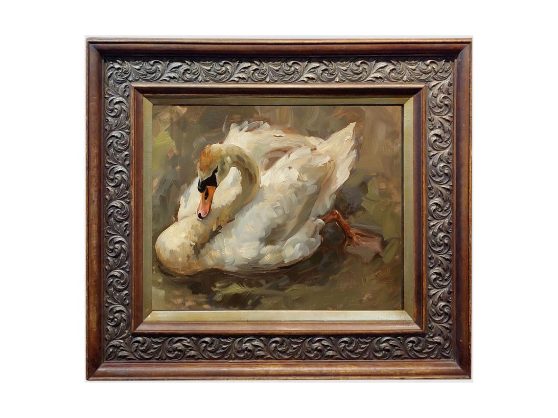Vintage Swan Print, Moody Bird Artwork - Image 2
