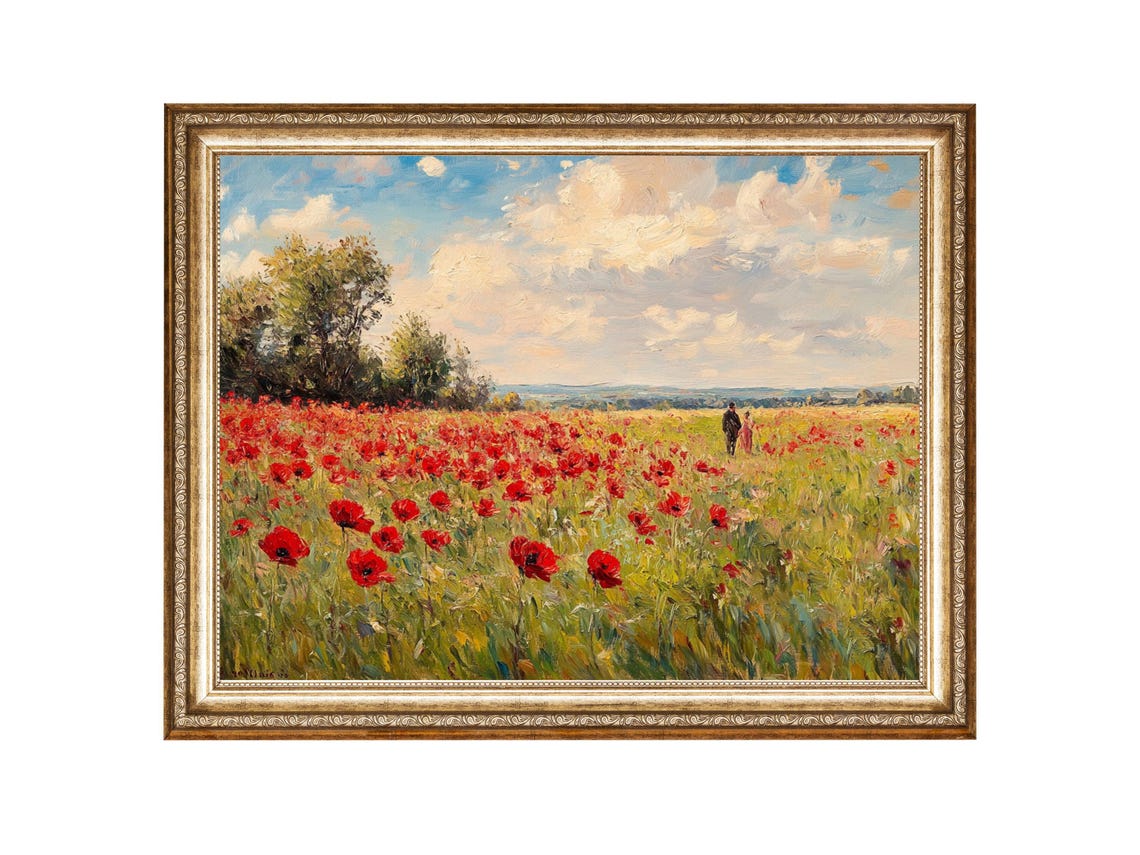 Field Of Poppies Country Wall Decor Nature Art Oil Painting Cottage Core Art Best Gifts Vintage Painting Art Prints