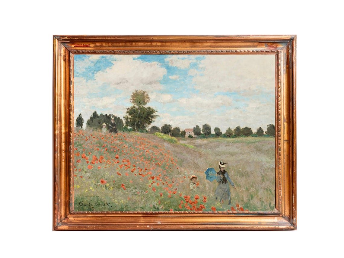 Poppy Field Romantic Wall Art Claude Monet Vintage Prints Wall Art Horizontal Art - Image 3