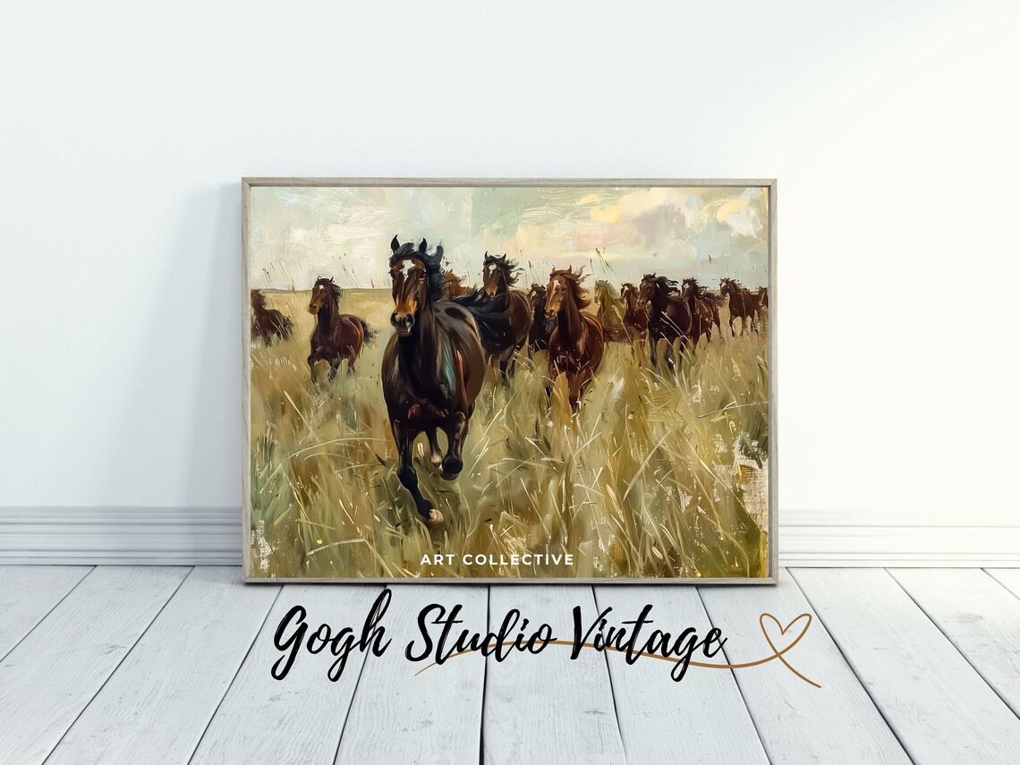Western Art Horses, Herd Of Horses Running Art Print - Image 2
