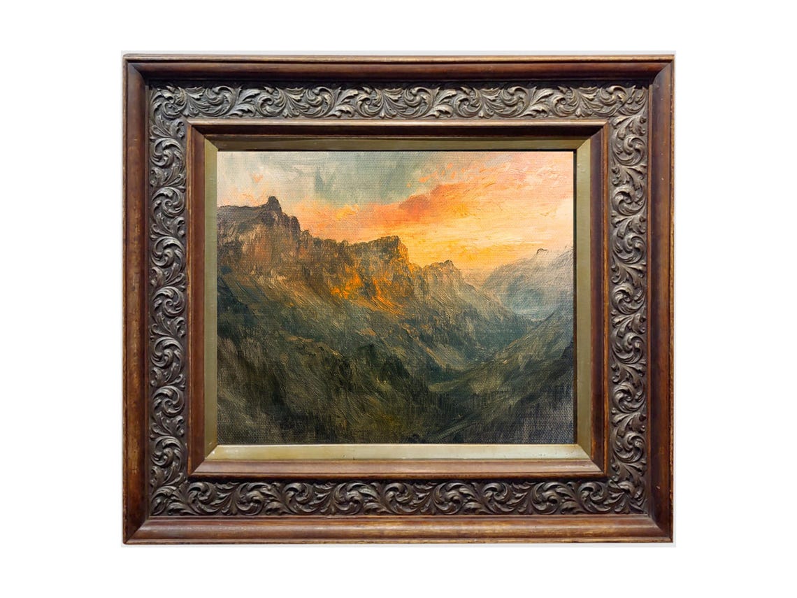 Rocky Mountain Art Mountains Sunset Moody Wall Art Vintage Prints Wall Art Horizontal Art - Image 2