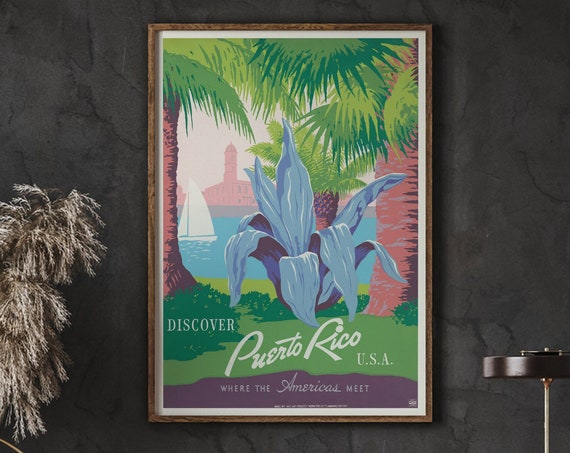 Puerto Rico Vintage Travel Poster Print Wall Art