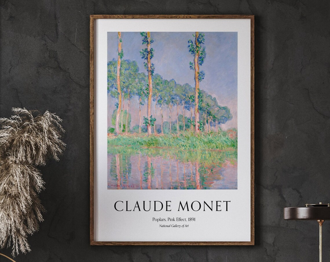 Claude Monet Poplars Pink Effect 1891 Museum Gallery Art Poster