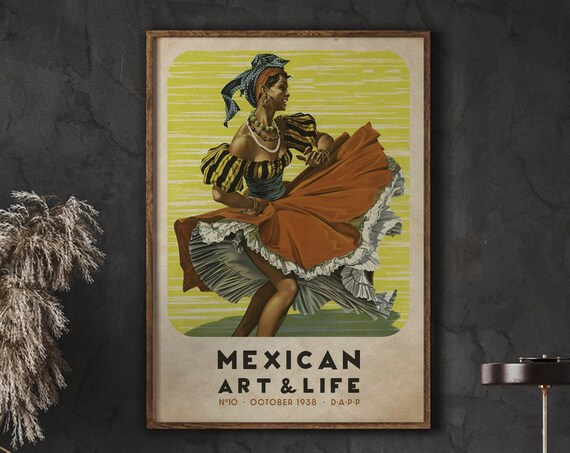 Vintage Mexican Art, Mexico And Life Dance Poster