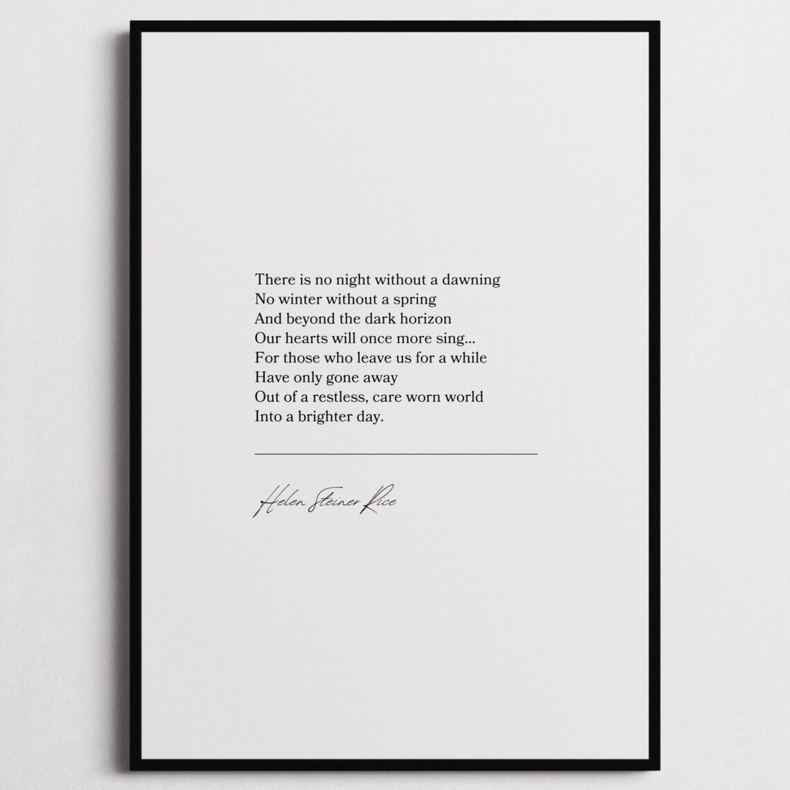 Helen Steiner Rice No Night Without A Dawning Grief Poem Quote Poster