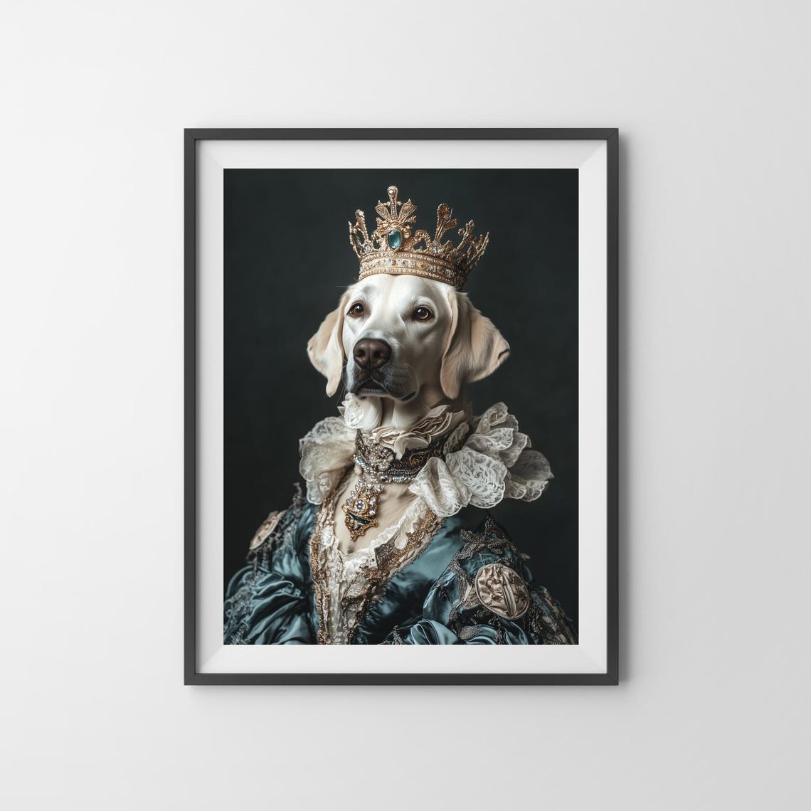 Royal Queen Labrador Retriever Wearing a Crown Renaissance Dog Poster - Image 3