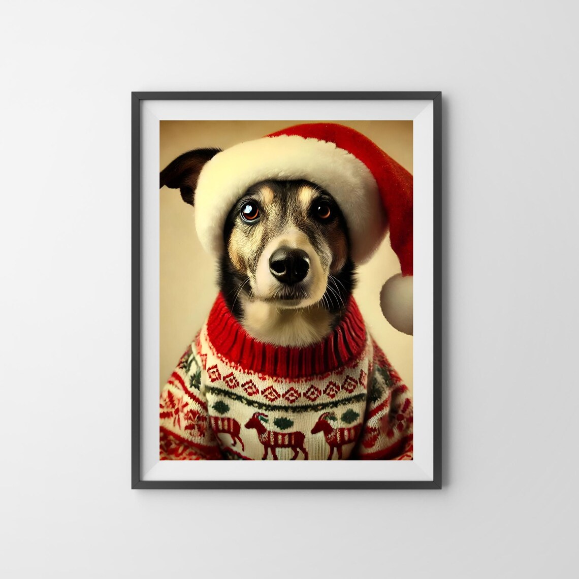 Belgian Malinois In Christmas Clothes Holiday Dog Wall Art Funny Christmas Dog Print Cozy Winter Decor Dog Lover Gift Cute Holiday Art - Image 3