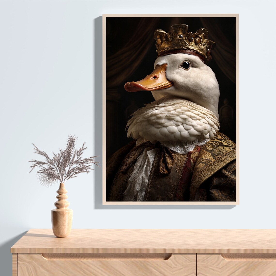 Aristocratic Duck Wearing Gold Crown Royal Victorian Portrait Poster - Image 2