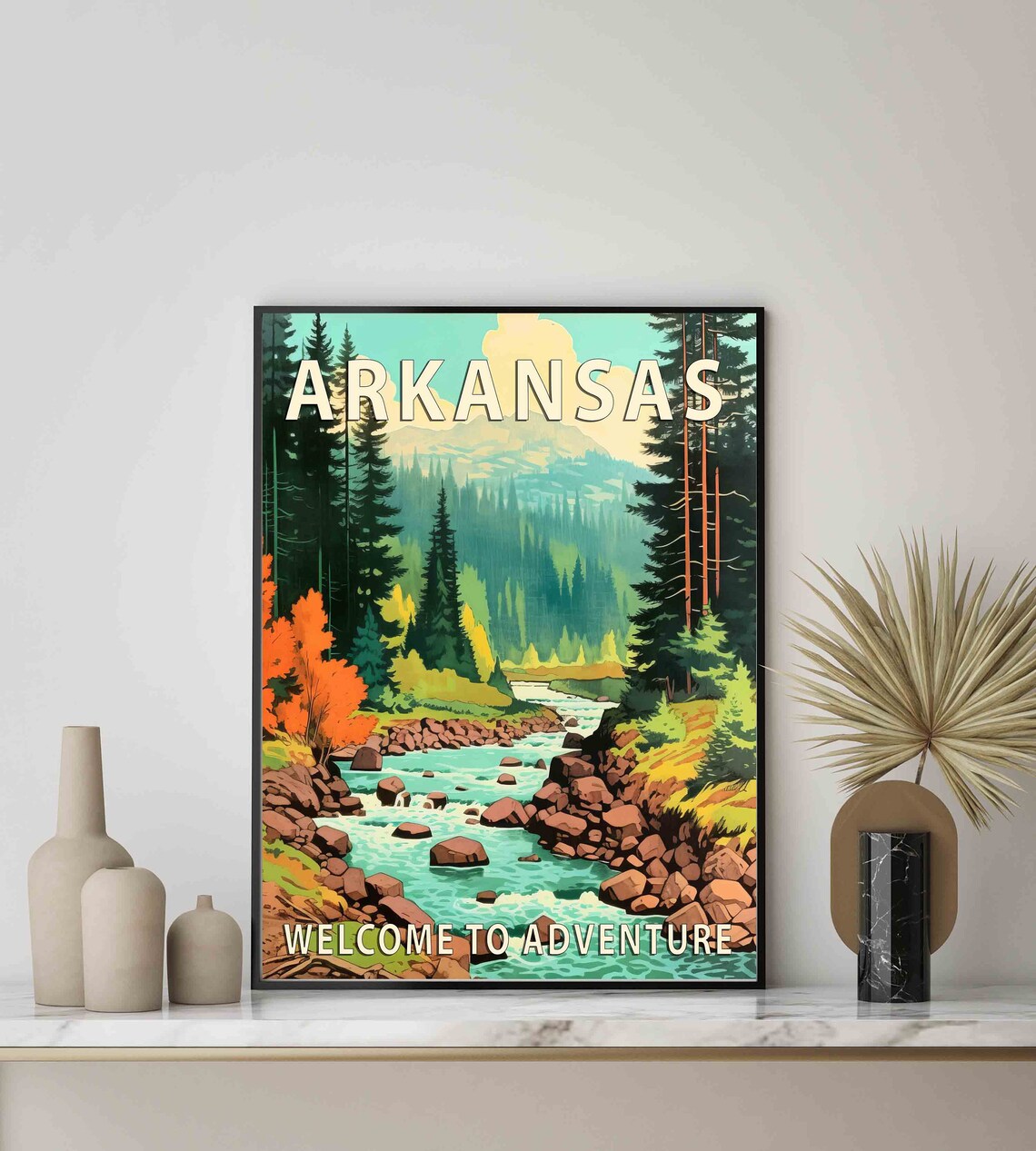 Arkansas Mountain Stream Welcome to Adventure Vintage Travel Poster - Image 3