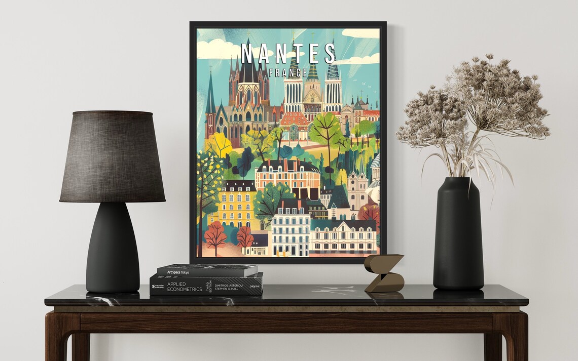 Nantes France Gothic Cathedral And Historic Cityscape Poster - Image 2