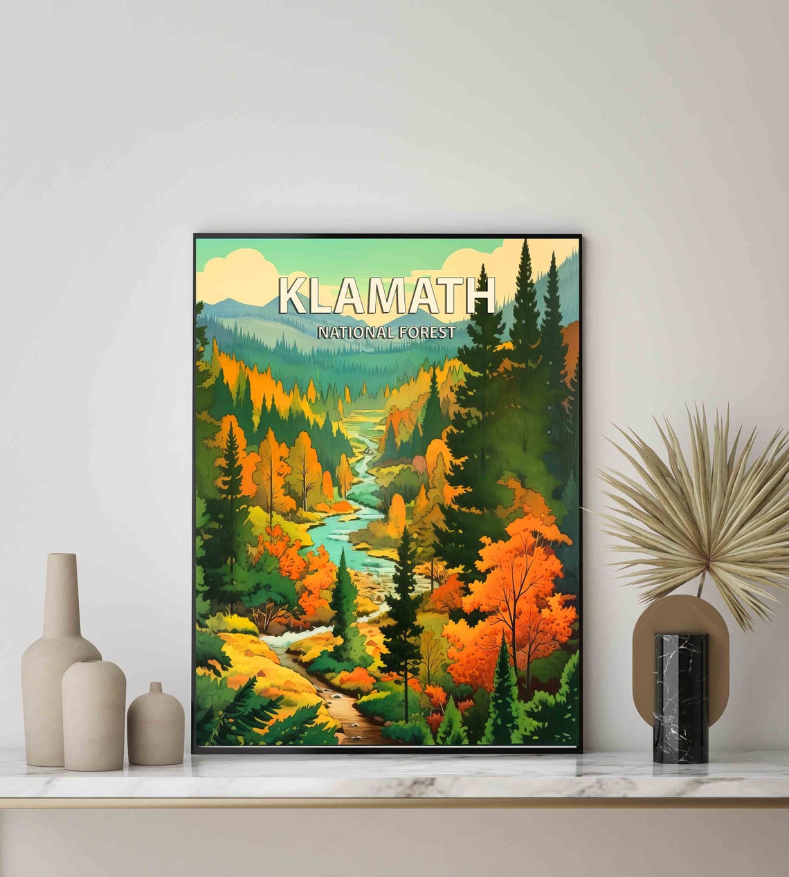 Klamath National Forest Poster with Autumn River Valley Landscape - Image 3
