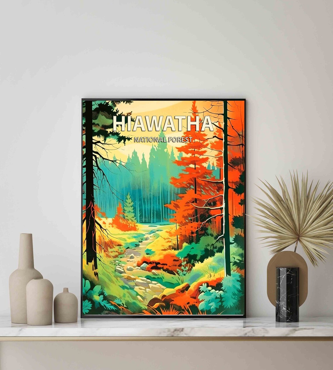 Hiawatha National Forest Retro National Park Poster - Image 3
