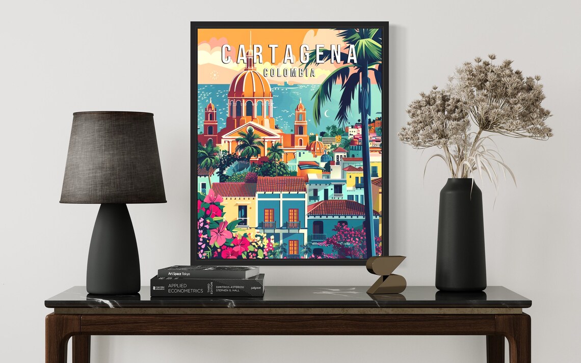 Cartagena Colombia Retro Old Town Dome Caribbean Coast Travel Poster - Image 2