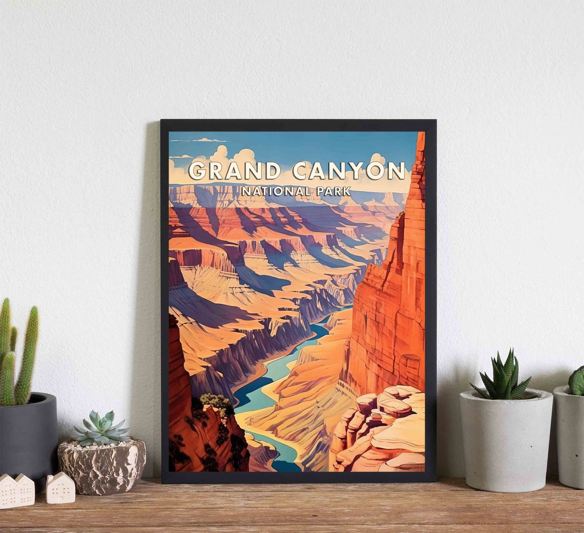 Grand Canyon National Park Layered Red Cliffs River View Poster - Image 2