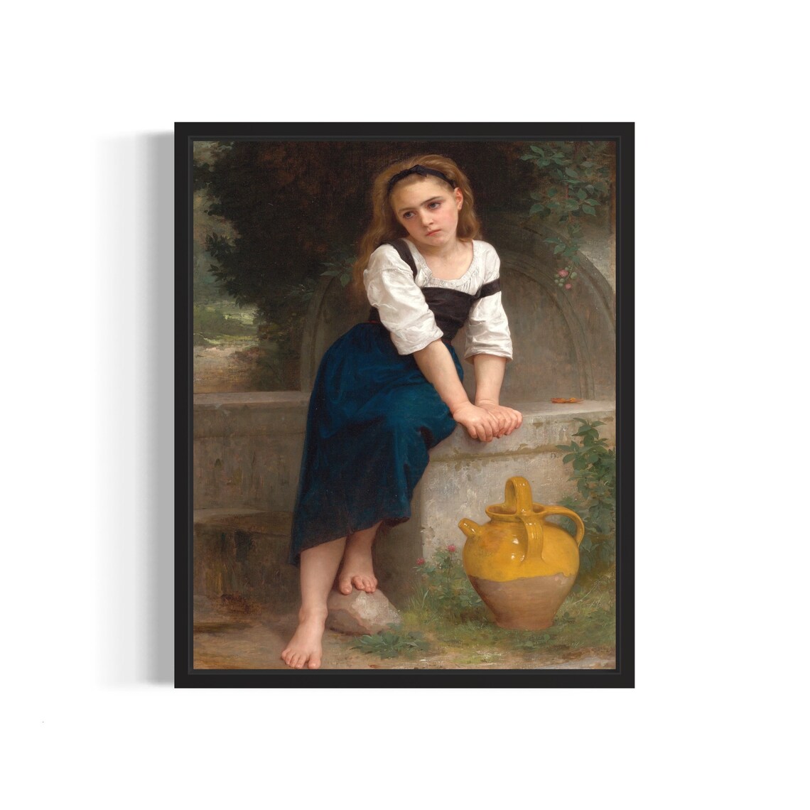 Orphan at the Fountain 1883 Bouguereau Barefoot Girl Painting Poster