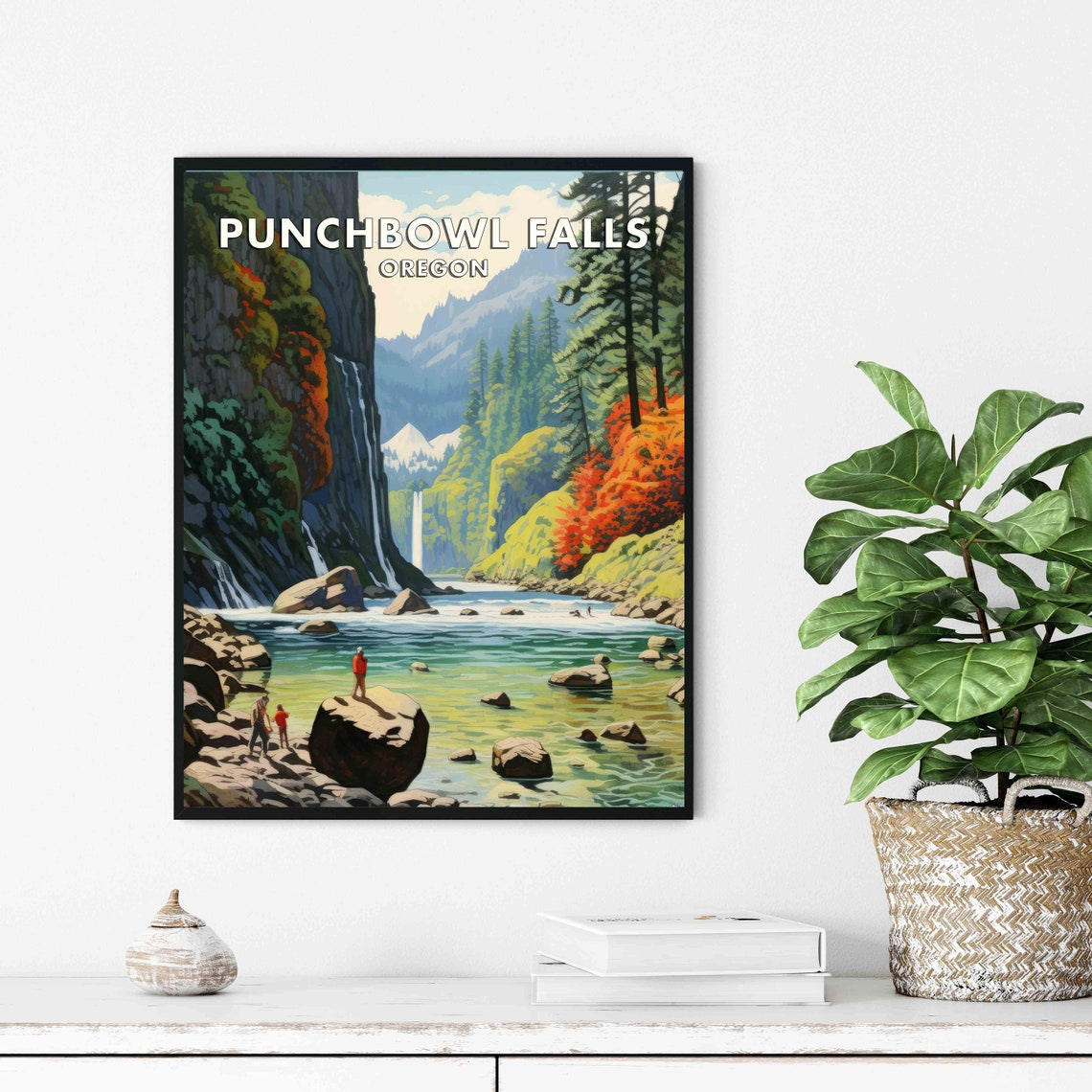 Punchbowl Falls Oregon Canyon Gorge River Vintage Travel Poster - Image 3