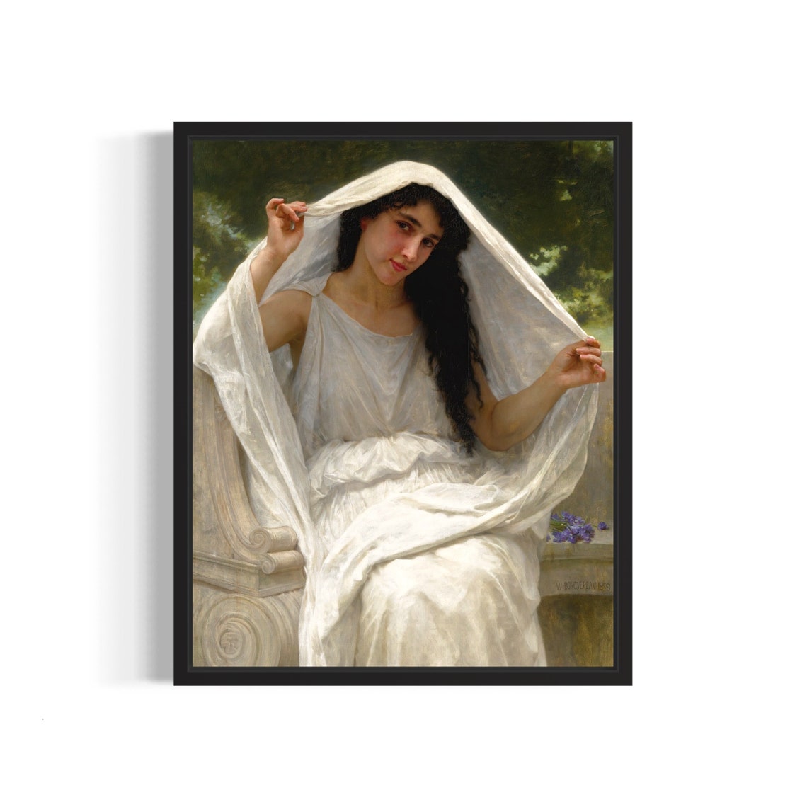 The Veil 1898 Bouguereau Woman in White Robes Classic Art Poster