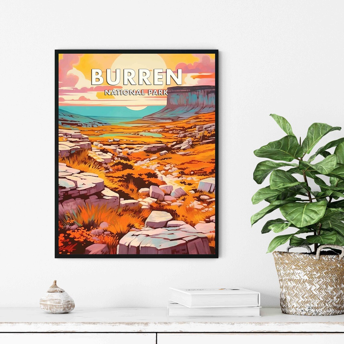 Burren National Park Limestone Sunset Ireland Vintage Travel Poster - Image 3