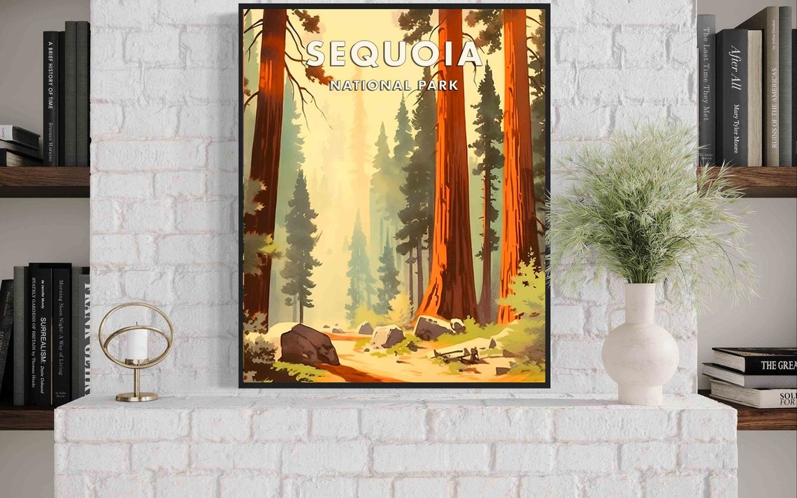 Sequoia National Park Giant Redwood Forest Vintage Travel Poster - Image 2