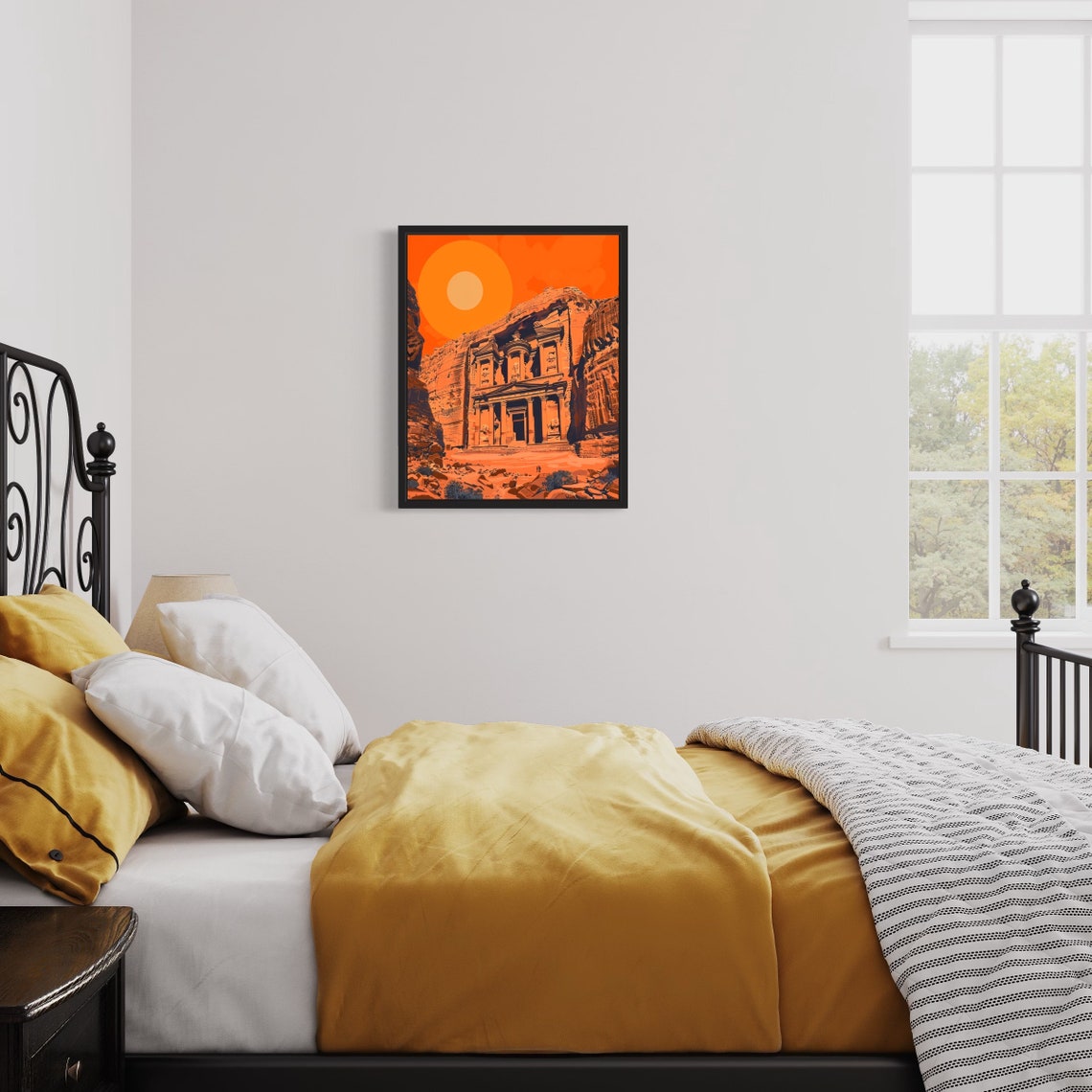 Petra Jordan Ancient Treasury Sunset Desert Landmark Art Poster - Image 2