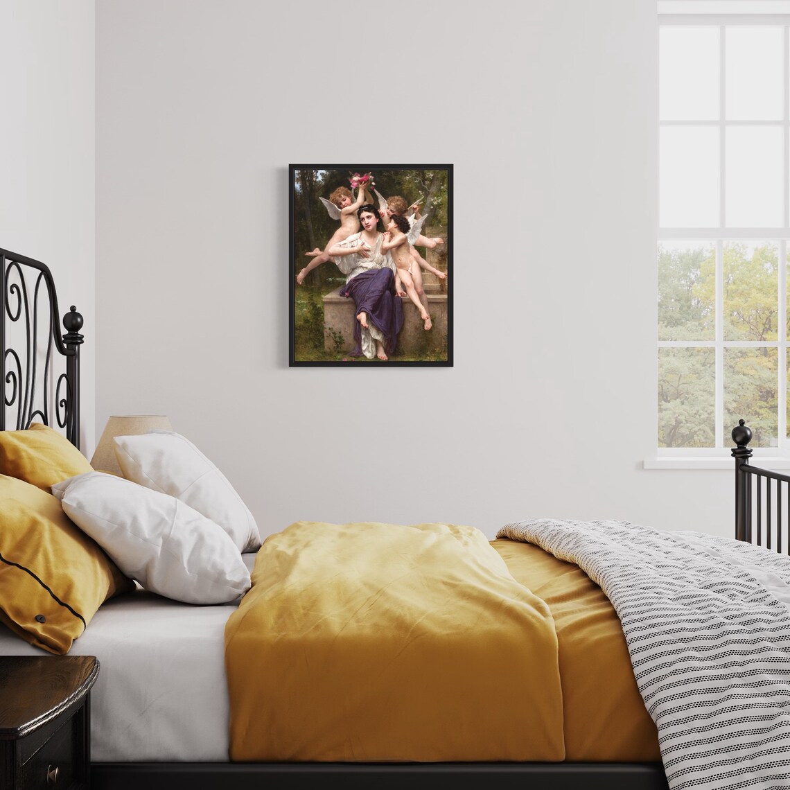 Dream of Spring Bouguereau Woman Crowned with Roses by Putti Poster - Image 2