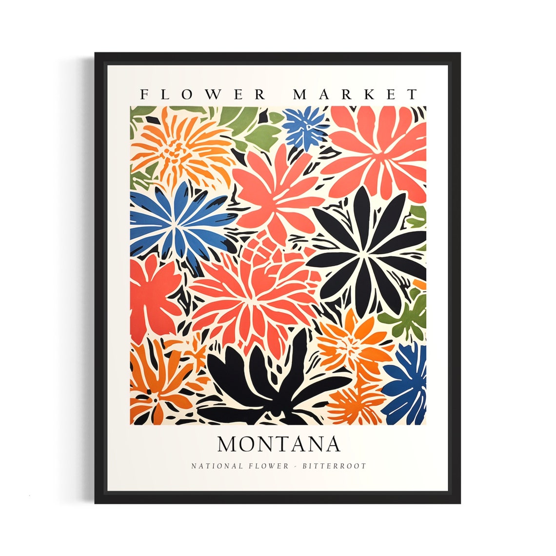 Montana Flower Market Bitterroot Botanical Bloom Collage Poster