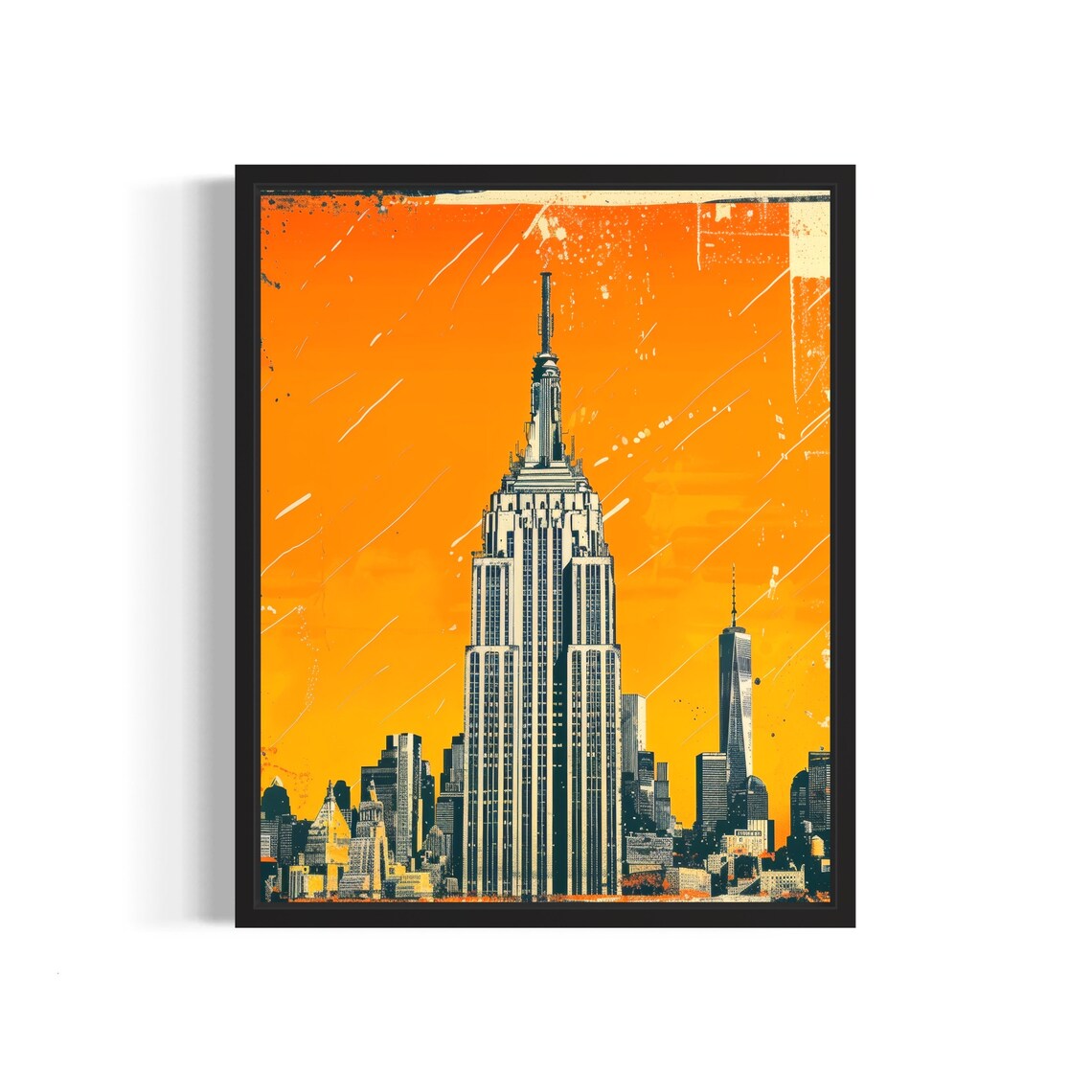 Empire State Building Sunset Manhattan Skyline Orange Art Deco Poster