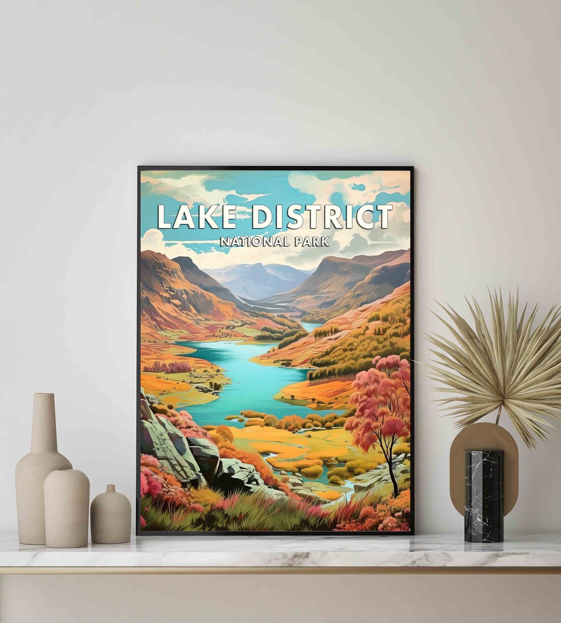 Lake District National Park Autumn Lakeside Vintage Travel Poster - Image 2