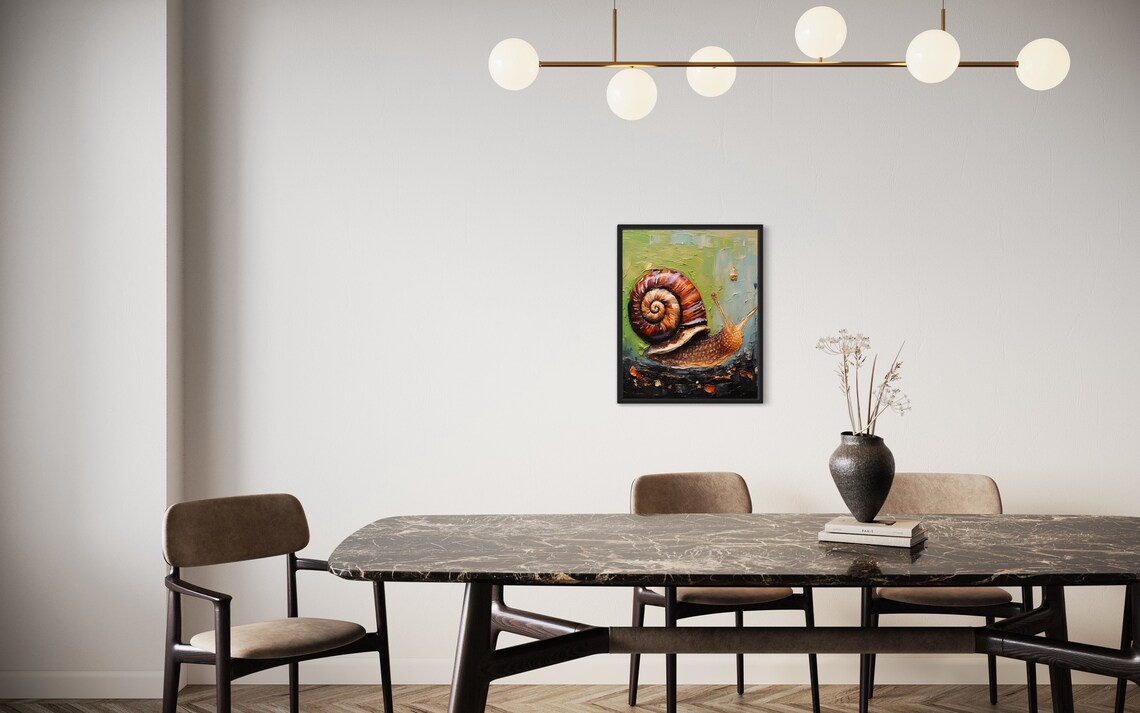 Garden Snail Shell Impasto Oil Painting Nature Detail Art Print - Image 2